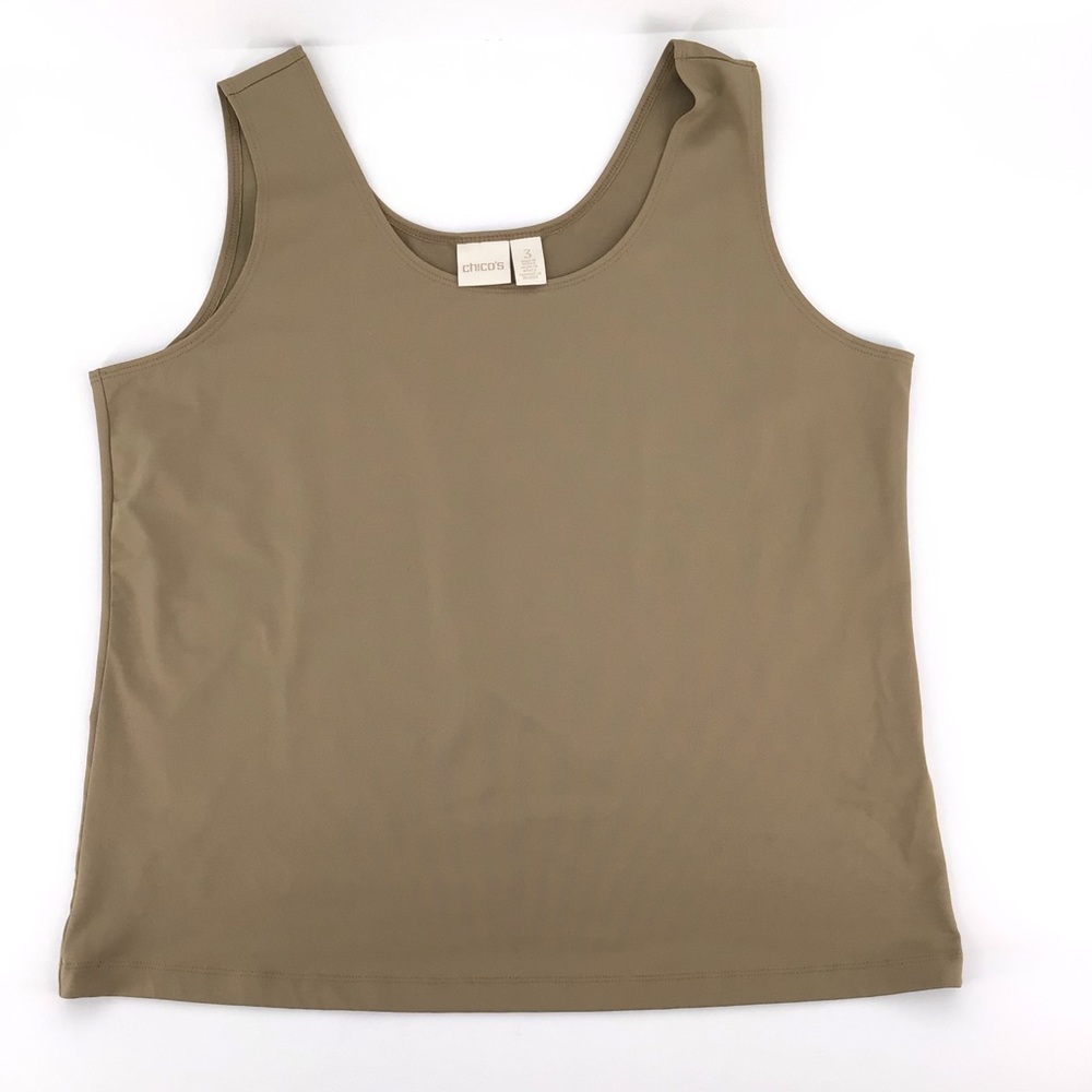 Chico's Brown Tan Stretch Base Shirt Nylon Spandex Tank Top Size 3 XL 16